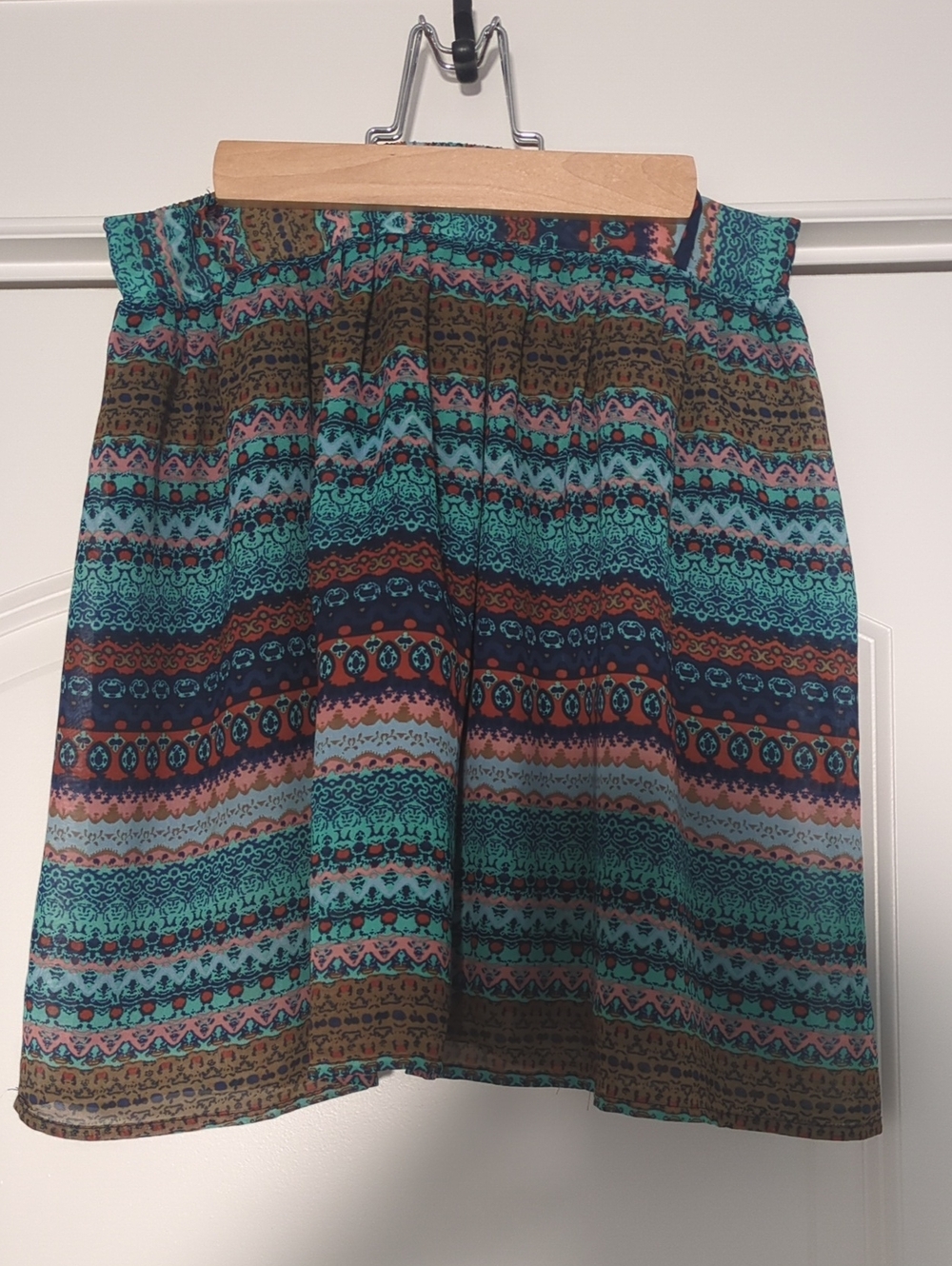 Mossimo Supply Co. Teal & Navy Ethnic Print Skater Skirt